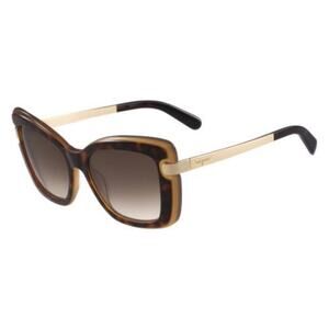 Salvatore Ferragamo Havana Brown Oversized Cat Eye Sunglasses New Retails $325